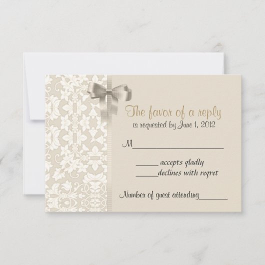 Coffee Damask RSVP-kaarten RSVP Kaartje (Voorkant)