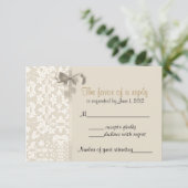 Coffee Damask RSVP-kaarten RSVP Kaartje (Staand voorkant)