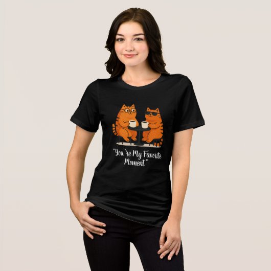 Coffee Date Cat Couple T-Shirt (Voorkant volledig)