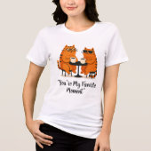Coffee Date Cat Couple T-Shirt (Voorkant)
