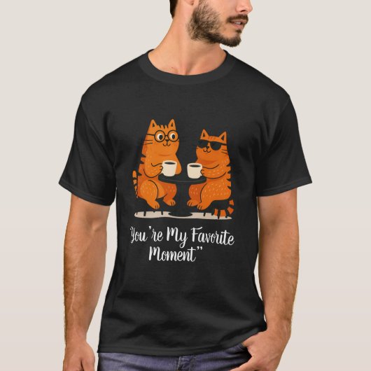 Coffee Date Cat Couple T-Shirt (Voorkant)