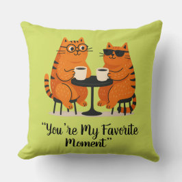Coffee Date Cat Couple Throw Pillow Kussen