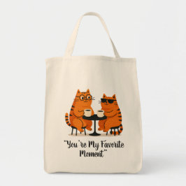 Coffee Date Cat Couple Tote Bag