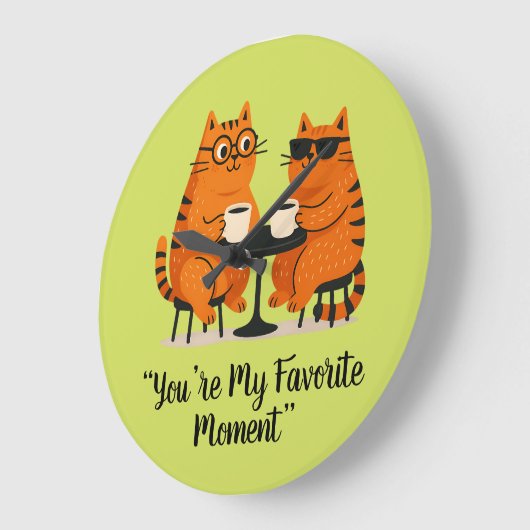 Coffee Date Cat Couple Wall Clock Grote Klok (Hoek)