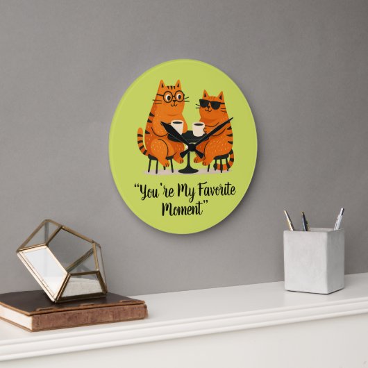 Coffee Date Cat Couple Wall Clock Grote Klok (Kantoor)