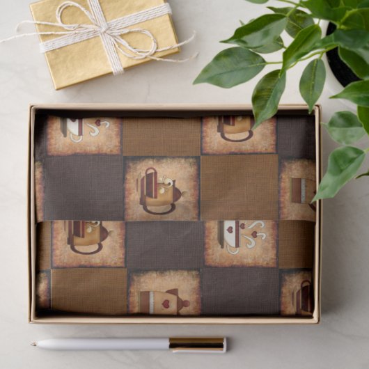 Coffee Design Rustic Decoupage Pattern Tissuepapier (Geschenk)