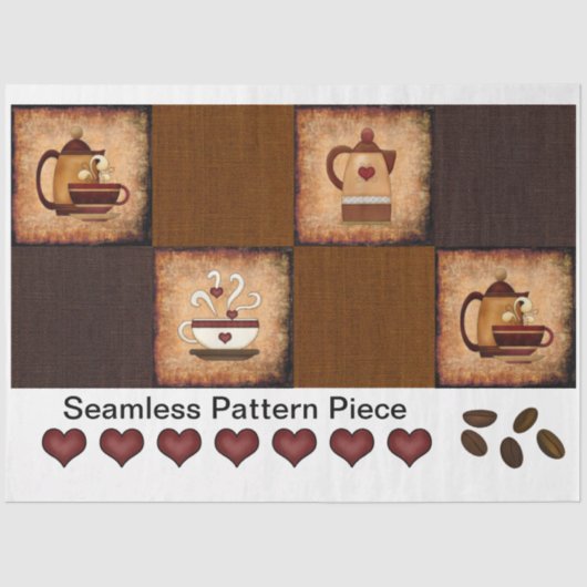 Coffee Design Rustic Decoupage Seamless Pattern Ti Tissuepapier (Voorkant)