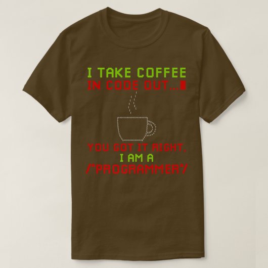 Coffee Developer Software Engineer Programmer Nerd T-shirt (Design voorkant)