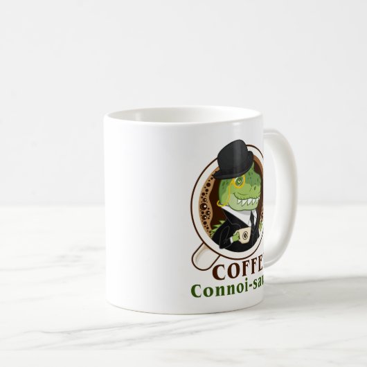 Coffee Dinosaur Connoi-Saur Funny Coffee Drinker Koffiemok (Voorkant rechts)