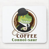 Coffee Dinosaur Connoi-Saur Funny Coffee Drinker Muismat (Voorkant)