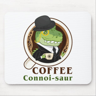 Coffee Dinosaur Connoi-Saur Funny Coffee Drinker Muismat