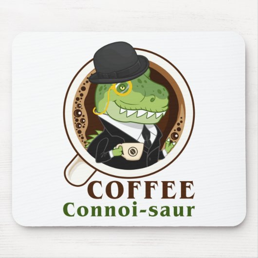 Coffee Dinosaur Connoi-Saur Funny Coffee Drinker Muismat (Voorkant)