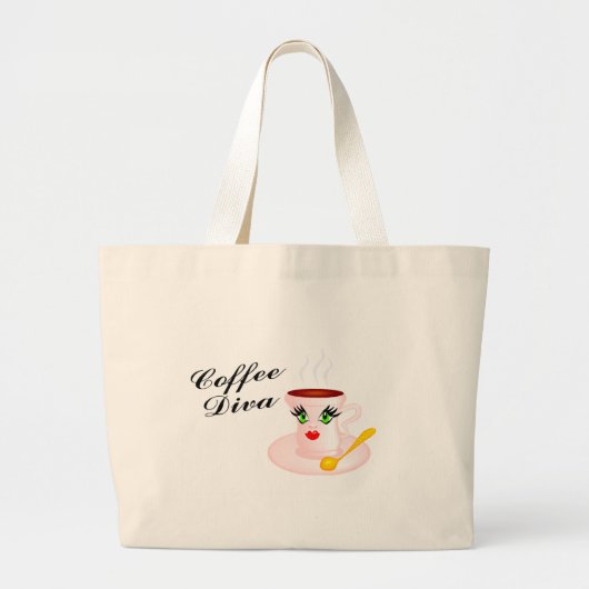Coffee Diva Grote Tote Bag (Voorkant)