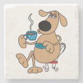Coffee Dog Marble Stone Onderzetter (Voorkant)