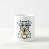 Coffee Dog with Glasses – Cute Whimsical Illustrat Koffiemok (Center)