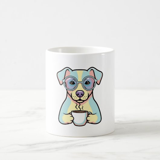 Coffee Dog with Glasses – Cute Whimsical Illustrat Koffiemok (Center)