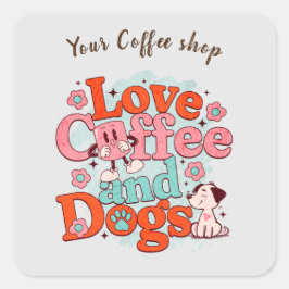 Coffee & Dogs groovy Custom Name Sticker