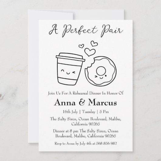 Coffee & Donut een perfect bruidsdiner Kaart (Voorkant)