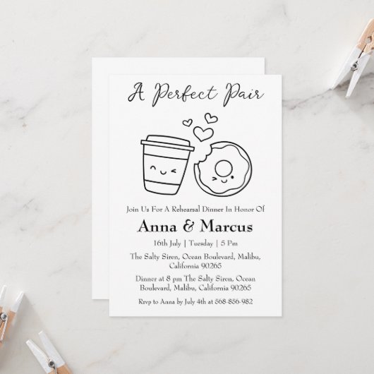 Coffee & Donut een perfect bruidsdiner Kaart (Voorkant / Achterkant in situ)