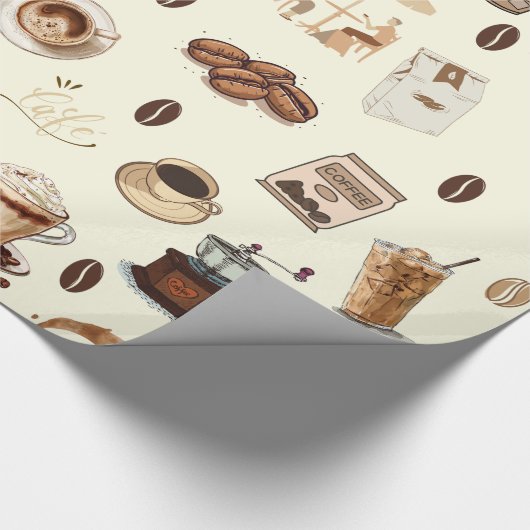 Coffee drink espresso cappuccino latte schattig cadeaupapier (Hoek)