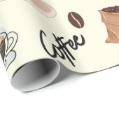 Coffee drink espresso cappuccino latte schattig cadeaupapier (Rol Hoek)