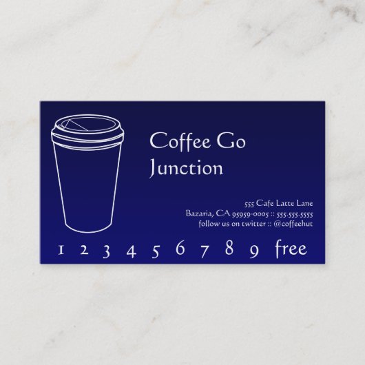 Coffee Drink Punch / Loyalty Kaart Gradient Blue (Voorkant)