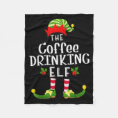 Coffee Drinking Christmas Elf Matching Pajama X-ma Fleece Deken (Voorkant)