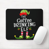 Coffee Drinking Christmas Elf Matching Pajama X-ma Muismat (Met muis)