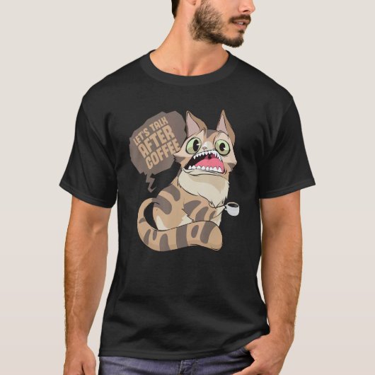 Coffee Drinking Lazy Ignorant Cat T-shirt (Voorkant)