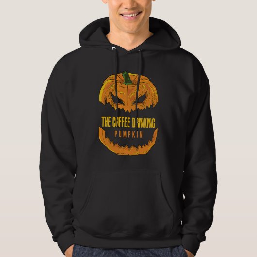 Coffee Drinking Pumpkin Matching Family Group Hall Hoodie (Voorkant)