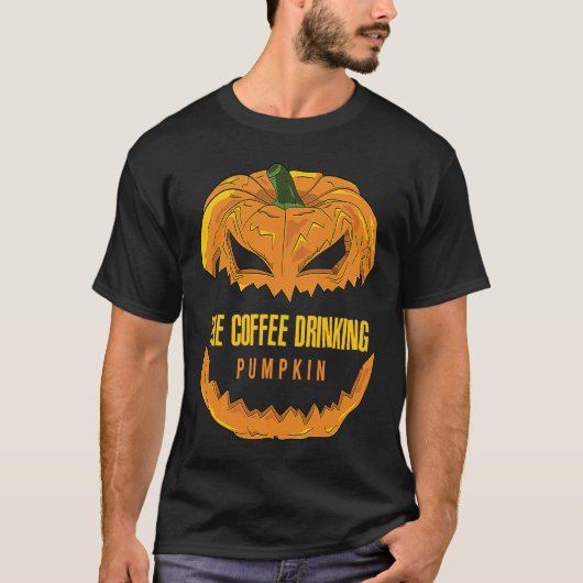 Coffee Drinking Pumpkin Matching Family Group Hall T-shirt (Voorkant)