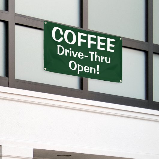 COFFEE Drive-Thru Open! Banner (Buitenkant Gebouw)