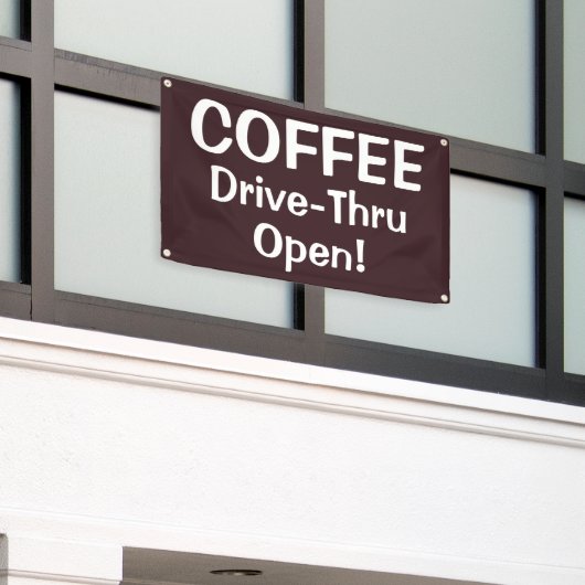 COFFEE Drive-Thru Open! Banner (Buitenkant Gebouw)