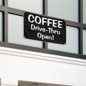 COFFEE Drive-Thru Open! Banner (Buitenkant Gebouw)