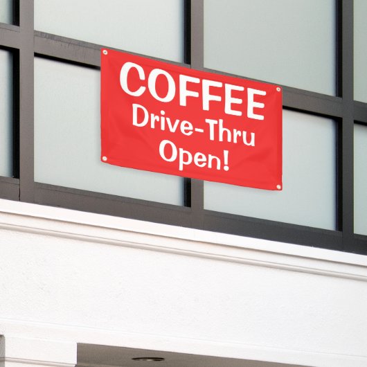 COFFEE Drive-Thru Open! Banner (Buitenkant Gebouw)