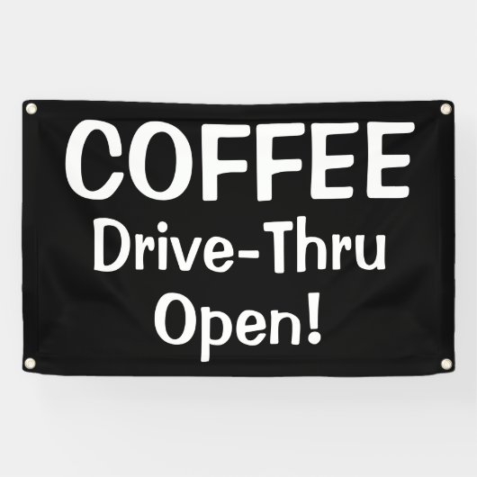 COFFEE Drive-Thru Open!-banner Spandoek (Horizontaal)