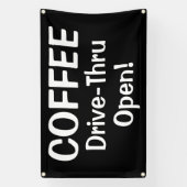 COFFEE Drive-Thru Open!-banner Spandoek (Verticaal)