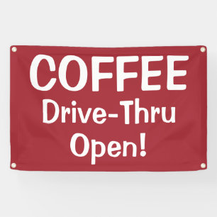 COFFEE Drive-Thru Open!-banner Spandoek