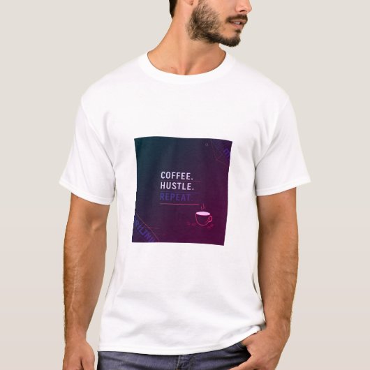 COFFEE. DRUKTE. HERHAAL T-SHIRT (Voorkant)