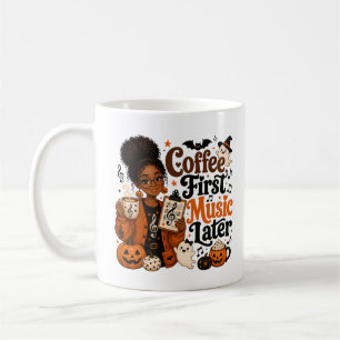 Coffee Eerst Muziek Later Halloween Koffiemok