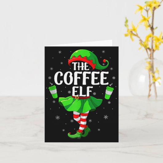Coffee Elf Christmas Girls Women Elf Squad Xmas Fa Kaart (Gele Bloem)