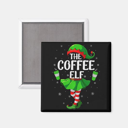 Coffee Elf Christmas Girls Women Elf Squad Xmas Fa Magneet (Voorkant / Achterkant)