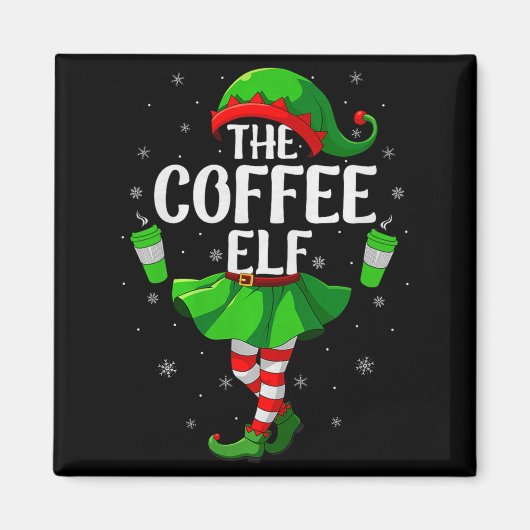 Coffee Elf Christmas Girls Women Elf Squad Xmas Fa Magneet (Voorkant)