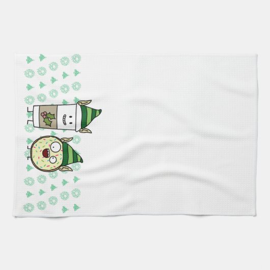 Coffee Elf en Crazy Donut Elf Theedoek (Horizontaal)