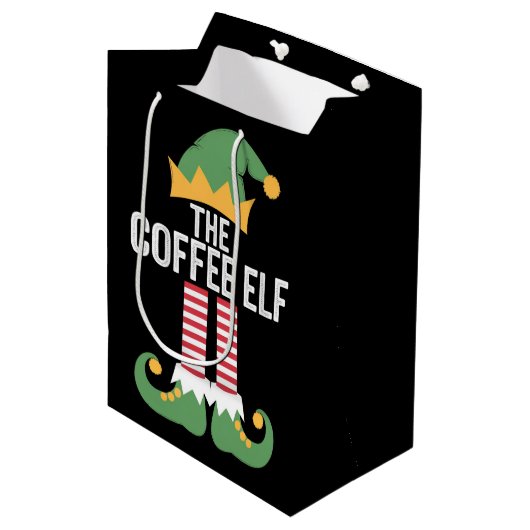 Coffee Elf Family Matching Group Kerstmis Medium Cadeauzakje (Voorkant Gekanteld)
