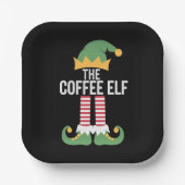 Coffee Elf Family Matching Group Kerstmis Papieren Bordje (Voorkant)