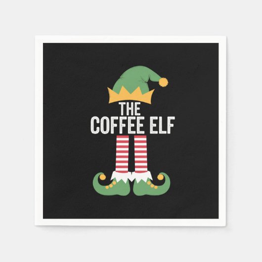 Coffee Elf Family Matching Group Kerstmis Servet (Voorkant)
