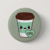 Coffee Emoji Lover Ronde Button 5,7 Cm (Voorkant)