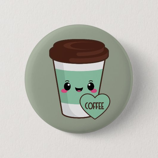 Coffee Emoji Lover Ronde Button 5,7 Cm (Voorkant)