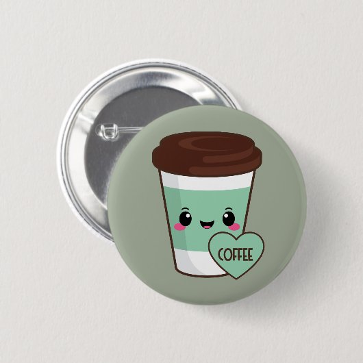 Coffee Emoji Lover Ronde Button 5,7 Cm (Voorkant /achterkant)